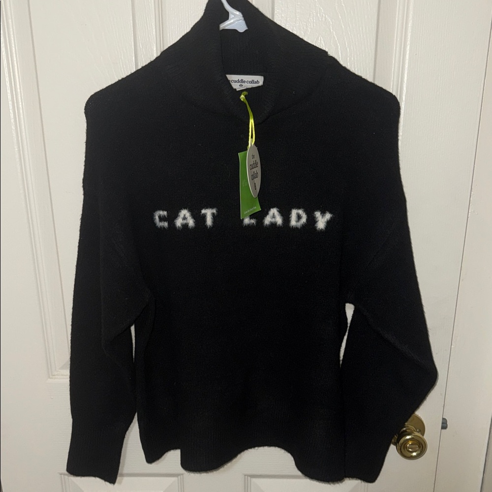 New Super Soft the Cuddle Collab + Target  Black "Cat Lady" Knit Sweater Size XS